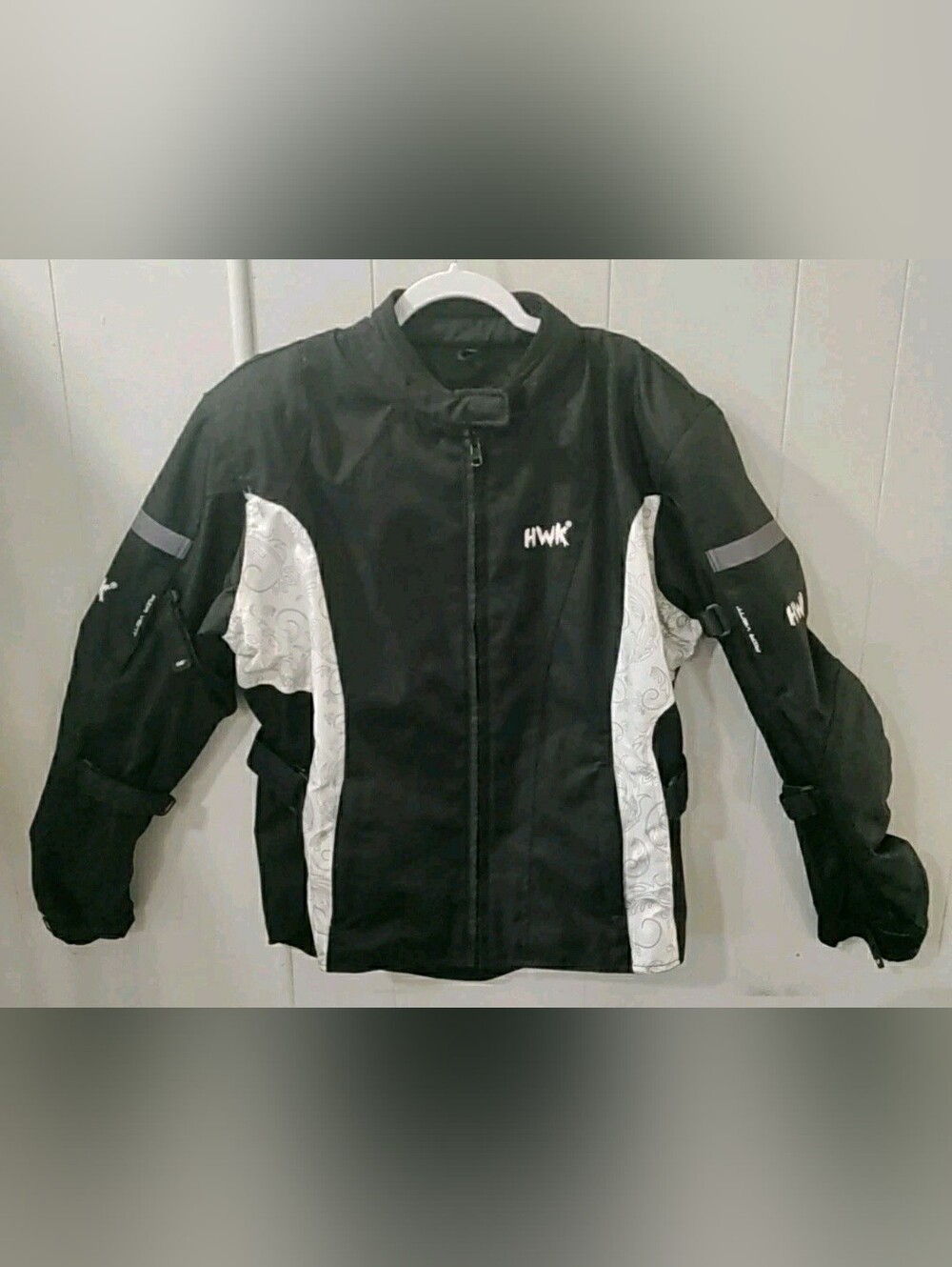 HWK Adventure Touring Motorcycle Jacket Women's XXL Black/White. No Liner
